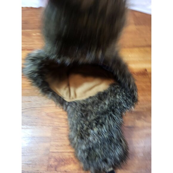 American Eagle Khaki Faux Fur Trapper Hat Size S/M - Picture 3 of 5